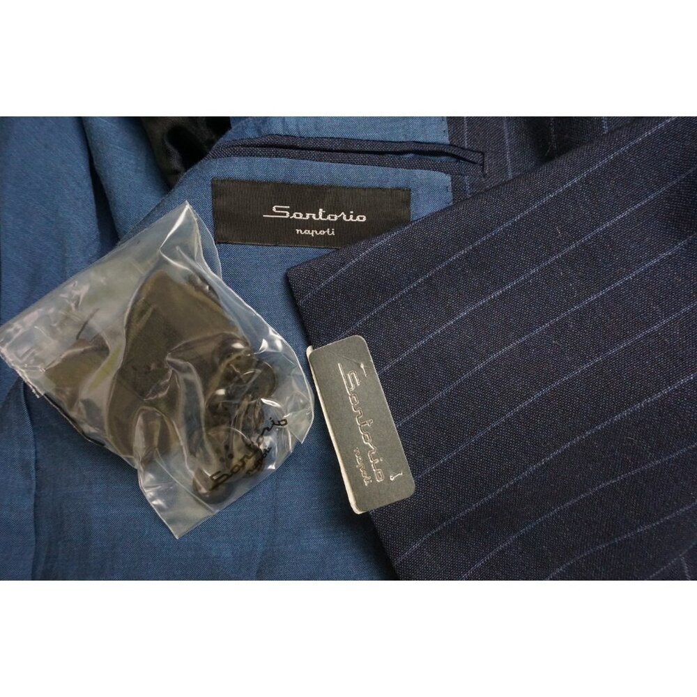 Sartorio Napoli x Kiton Cashmere Blend Blue Striped Sport Coat Jacket Sz 42 NEW